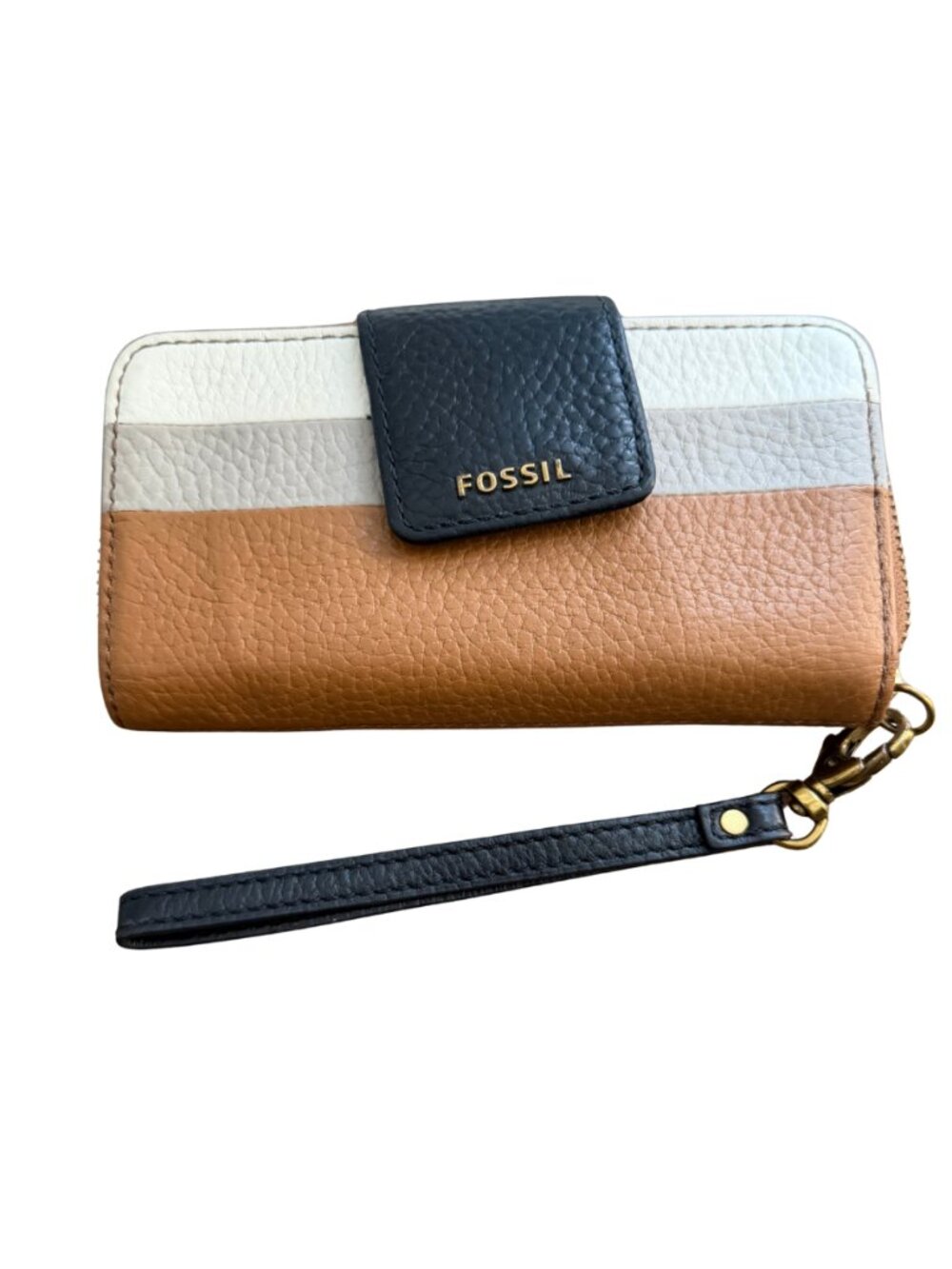 Fossil Madison Multi-Color Striped Leather Slim Clutch Wallet Bifold Wristlet